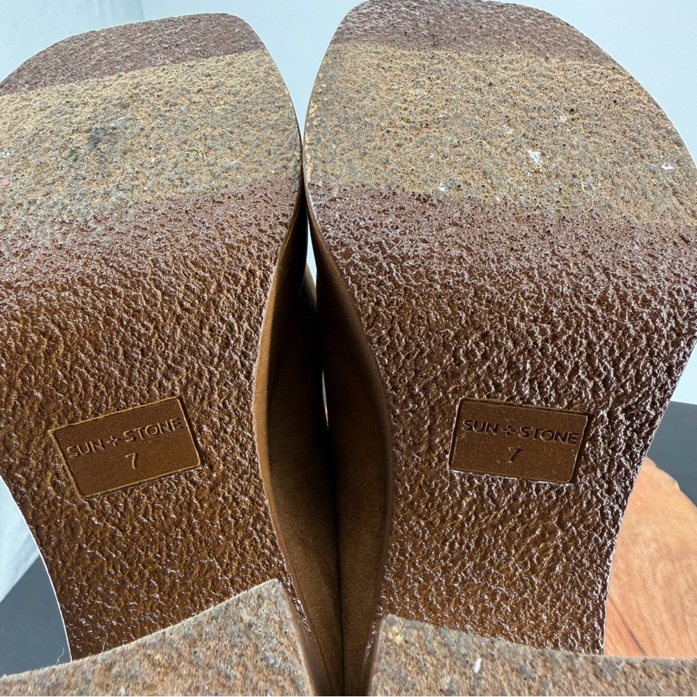 Sun + Stone Brown Suede Platform Mules - Picture 9 of 11